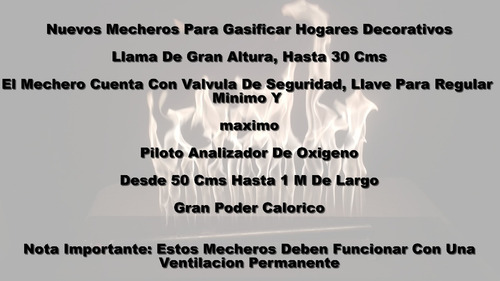 Mechero Quemador Largo 70 C Llama Alta 12000 K Hogar Piedras