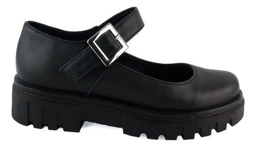 Zapato Escolar Niña Juvenil Plataforma Elegante Negro 014-n