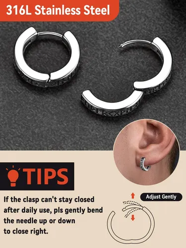 Pendientes Huggie De Runa Vikinga En Acero Inoxidable