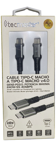 Cable Tipo-c V4.0 Tunderbolt 3-4  Carga Super Rapida 240w 8k