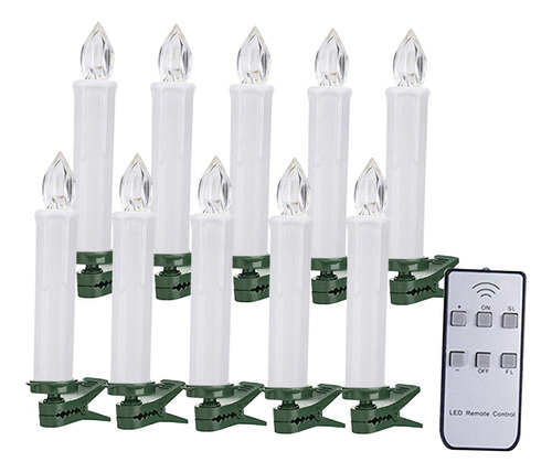 10 Piezas De Luz De Vela Velas Cónicas Chirstmas Led