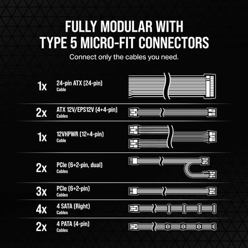 Fuente De Alimentación Atx Totalmente Modular Corsair Rm1...