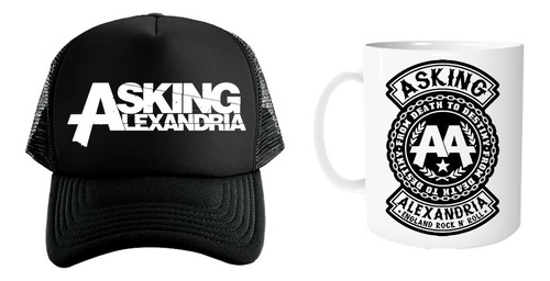 Gorra Black Unisex Y Taza 11oz Asking Alexandria Heavy Metal