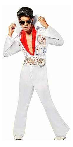 Aloha Elvis Adult Costume,white,medium