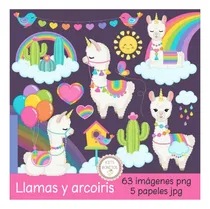 Comprar Kits Cliparts Imagenes Png Llamas Unicornios Arcoiris