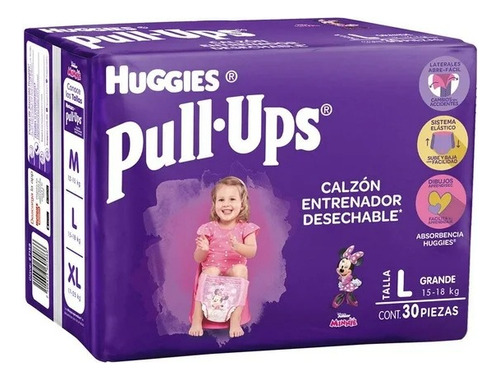 Calzón Entrenador Huggies Pull-ups Talla Grande Niña 30 Pzas