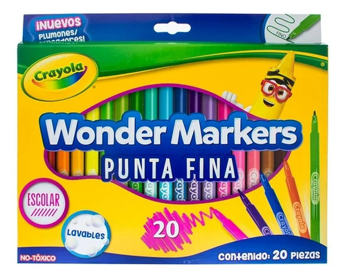 20 Plumones Crayola Marcadores Delgados Lavables Super Tips