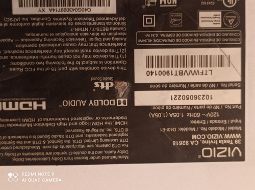Fuente Para Pantalla Vizio Modelo D43f-e1 (Usado)