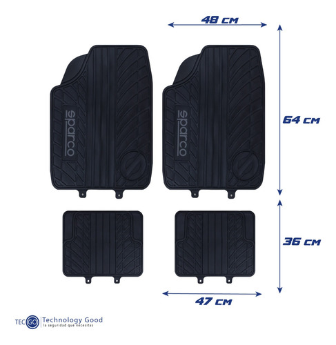 Piso Sparco 4 Piezas Pvc Color Negro/tapiz/ Suelo/ Protector