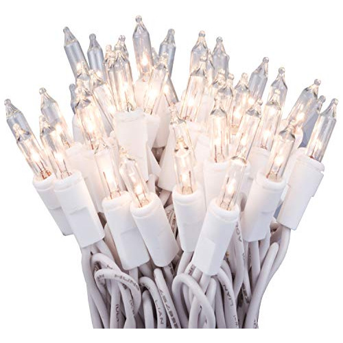 50 Luces Navideñas Transparentes Sobre Cable Blanco Ap...