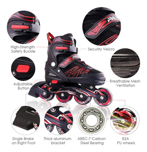 Patines Inline Skates - Mod 301 - Rd - Tallas 31-32-33