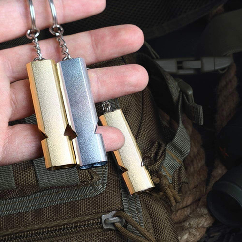 Imagen 4 de 6 de Silbato Llavero Metal Defensa Extra Chato Compact Pocket