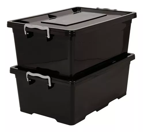 Caja Organizadora Plastica Apilable 75 Lts Con Tapa Y Ruedas