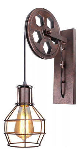 Lámpara De Pared Con Polea Vintage Industrial Rústica E27
