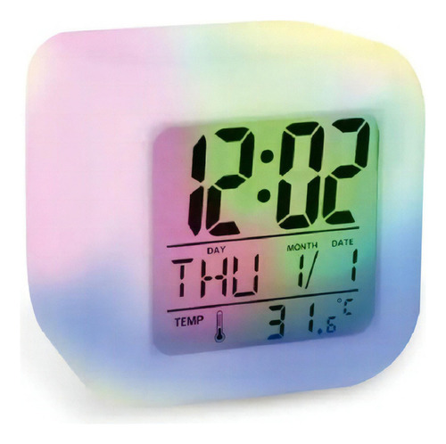 Reloj Despertador/alarma Cubo Luminoso Digital 6 Colores