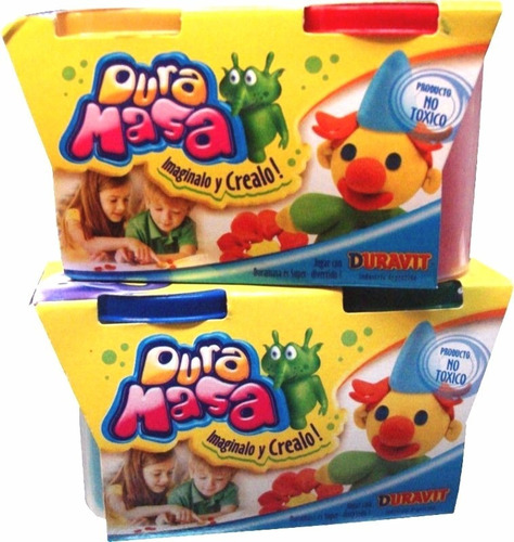 Imagen 2 de 3 de Masa Plastilina Moldeable Duravit X 2 Potes No Tóxico 3años+