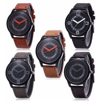 Relógio Barato Desing Masculino Moderno Pulseira Couro