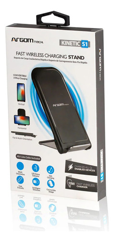 Cargador Inalámbrico Argomtech Arg-ac-0140b Carga Rápida Color Negro