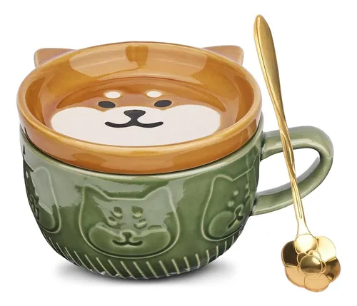 Taza De Té De Cerámica Con Diseño De Gato, Taza Con Tapa, Di