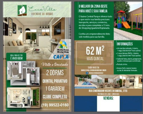 Imagem 1 de 5 de Casa 2 Dormitórios Com Quintal Privativo Condomínio Vivendas Do Bosque Jardim Guarujá Sorocaba - Ca01018 - 69982165