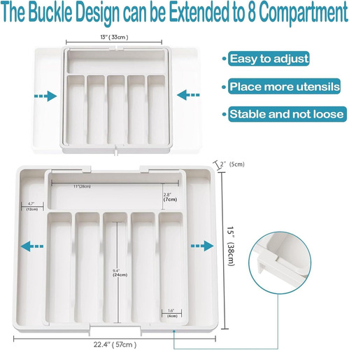Organizador De 8 Cubiertos,bandeja Extensible Para Cubiertos