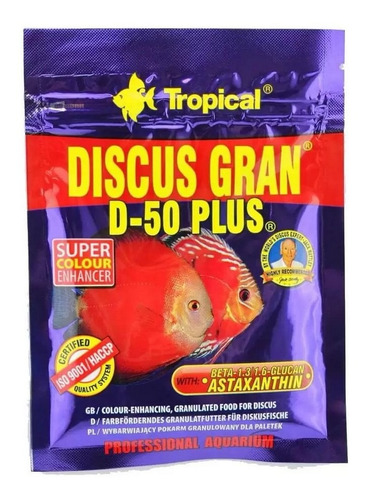Tropical Ração Para Peixe Discus Gran D-50 Plus 20g Sachê
