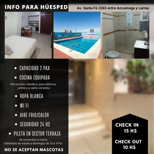 Alquilo Depto.amoblado-bs Aires- Recoleta-av.santa Fe 2365-