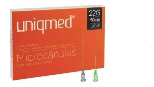 Microcânulas Para Preenchimento 22gx50mm Uniqmed 200 Un.