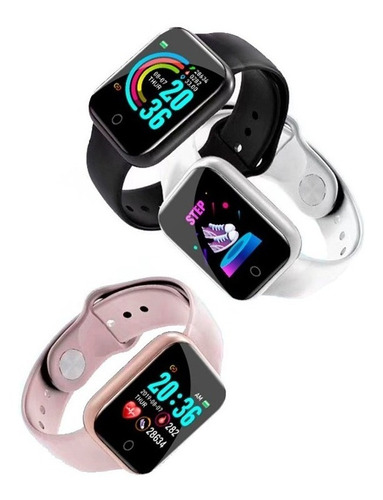 Reloj inteligente de pulsera Smartwatch D20 con funda de cargador, color: negro