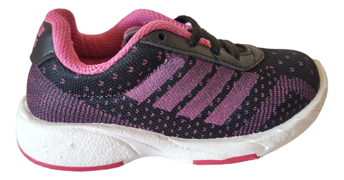 Zapatilla Deportiva Acordonada Fucsia, Negra Y Gris Talle 24