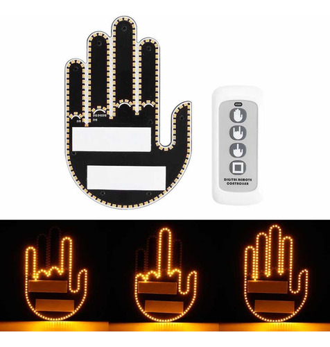 Luz Led Mano Dedo Medio Para Auto Con Control Remoto 3 Modos