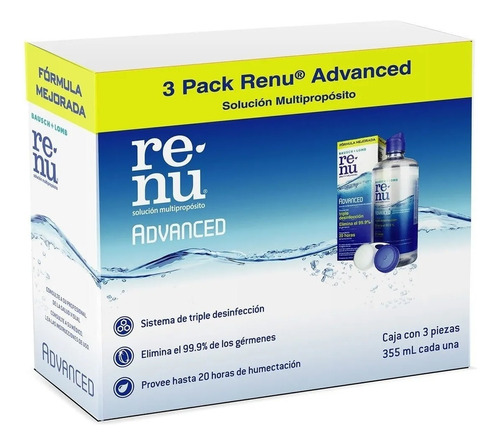 Renu Advanced 3 Botellas 3 Estuches 355ml 20 Hrs Humectacion