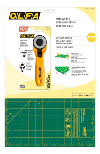 Kit De Corte Olfa Fabric Con Cortador Giratorio De Cambio Rá