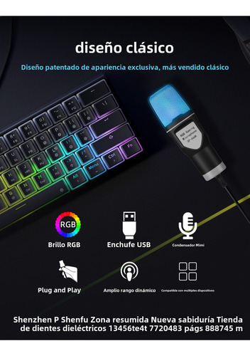 Cyz Micrófono De Condensador Sf-666r Rgb Con Soporte A