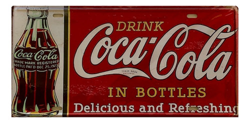 Placa Para Auto Camioneta. Coca Cola En Botella. P L - 18