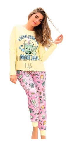 Pijama Mujer Remera Manga Larga+babucha Marca Lencatex 