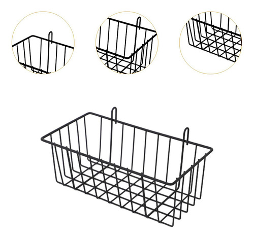 Cesta De Metal Colgante Con Panel De Rejilla De Pared, L
