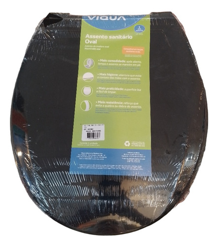 Tapa Inodoro Water Viqua Negra Oval Super Resistente Brasil