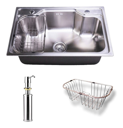 Bacha Cocina Sobre Mesada Pileta Gema Acero Inox +can.+disp.