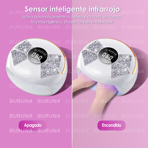 Lampara Para Unas Lampara Led Uv Buruna 288w Lampara Led Uv Lampara Para Uñas Lampara De Uñas Uv Con 4 Ajustes De Temporizador Lámpara De Gel De Curado Portãátil Más Rápido