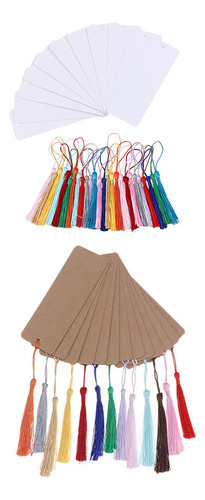 Marcadores Kraft Tags De Papel En Blanco Con Borlas, 2 Juego