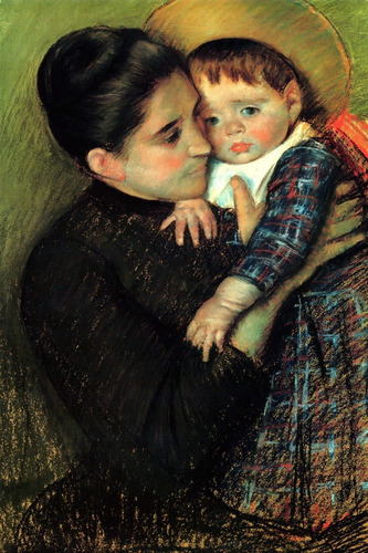 Mãe Com Criança No Colo De Mary Cassatt Em Tela 51cm X 34cm