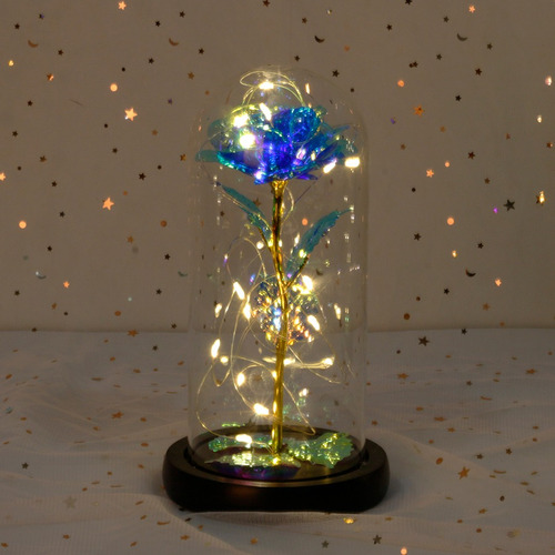 Imagen 3 de 6 de Rosa Eterna Con Cúpula Y Luz Led Regalo Día De La Madre Amor