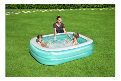 Pileta inflable rectangular Bestway 54005 de 201cm x 150cm x 51cm 450L celeste caja