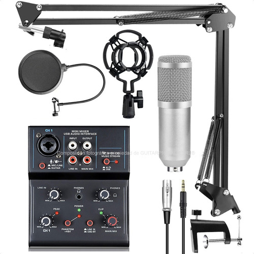 Kit Radio Streaming Microfono Condenser Mixer Yb Silver Ch2