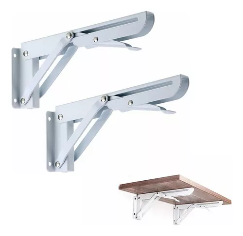 JOLIGAEA Escuadras Abatibles, 2PCS Bisagras Mesa Plegable Inoxidable, 200mm  Escuadras Plegables Plegable de Acero Inoxidable, Montados en la Pared