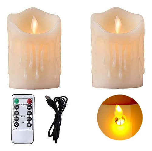 Vela Led De Baile Intermitente Recargable 2pcs+control Remot