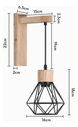 . Lámpara De Pared De Madera Estilo Nórdico E27