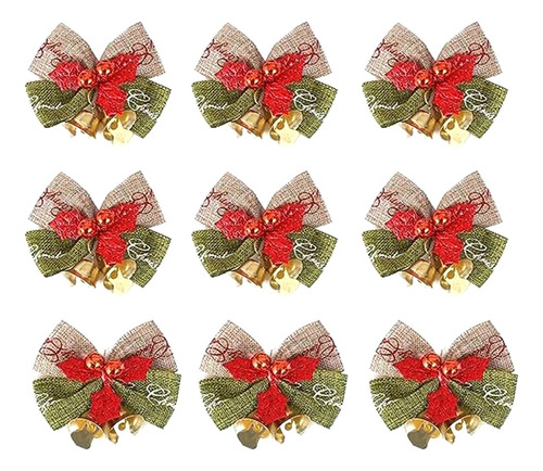 Adornos Navideños Con Lazo, Coronas De Arpillera Verdes Y R