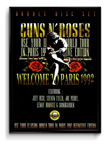 Cuadro Guns N Roses Paris 1992 35x50 (marco+lámina+vidrio)